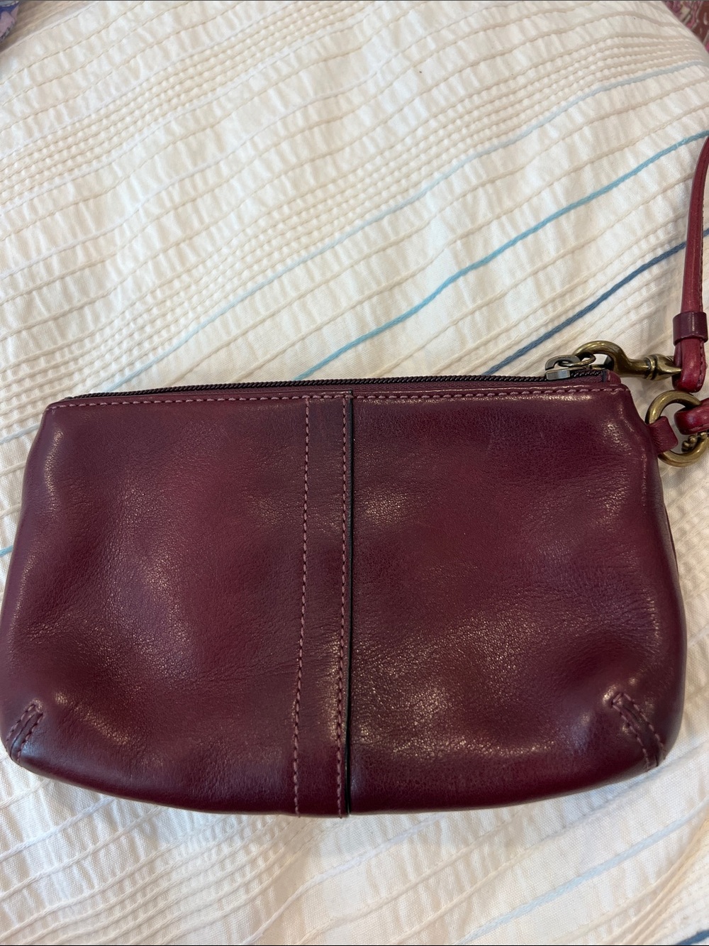 Coach Maroon Leather Wristlet with Brass Buckle - Picture 4 of 11